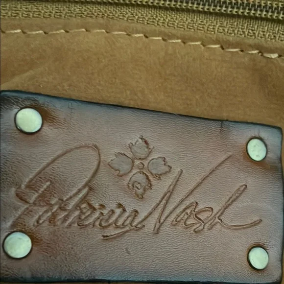 Patricia Nash Brown and Pink Floral Leather Shoulder Bag with Whimsical Design - Picture 8 of 9